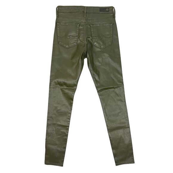 AG Jeans The Farrah Skinny High Rise Waxed Faux Leather 27 Olive Green NEW B27 - Picture 3 of 6